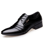 Mens Black Genuine Leather Cap Toe Lace Up Formal Business Office Groom Wedding Daily Wear Dress Shoes British Style Fashion