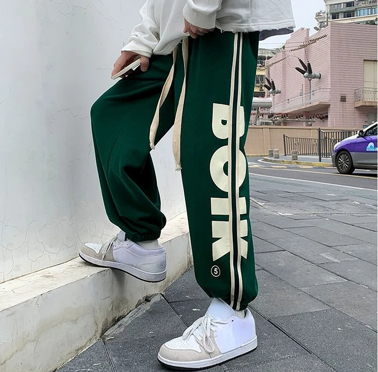 Trousers Hip-hop Wide Leg Sweatpants For Men Summer Stylish Training Cotton Loose Elastic Y2k Casual Baggy Male Sweat Pants L