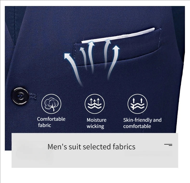 Men Suits For Wedding 3 Pieces 2 Set Elegant Slim Fit Jackets Pants Blazers Formal Outfit Fashion Business Classic 2026 Costume
