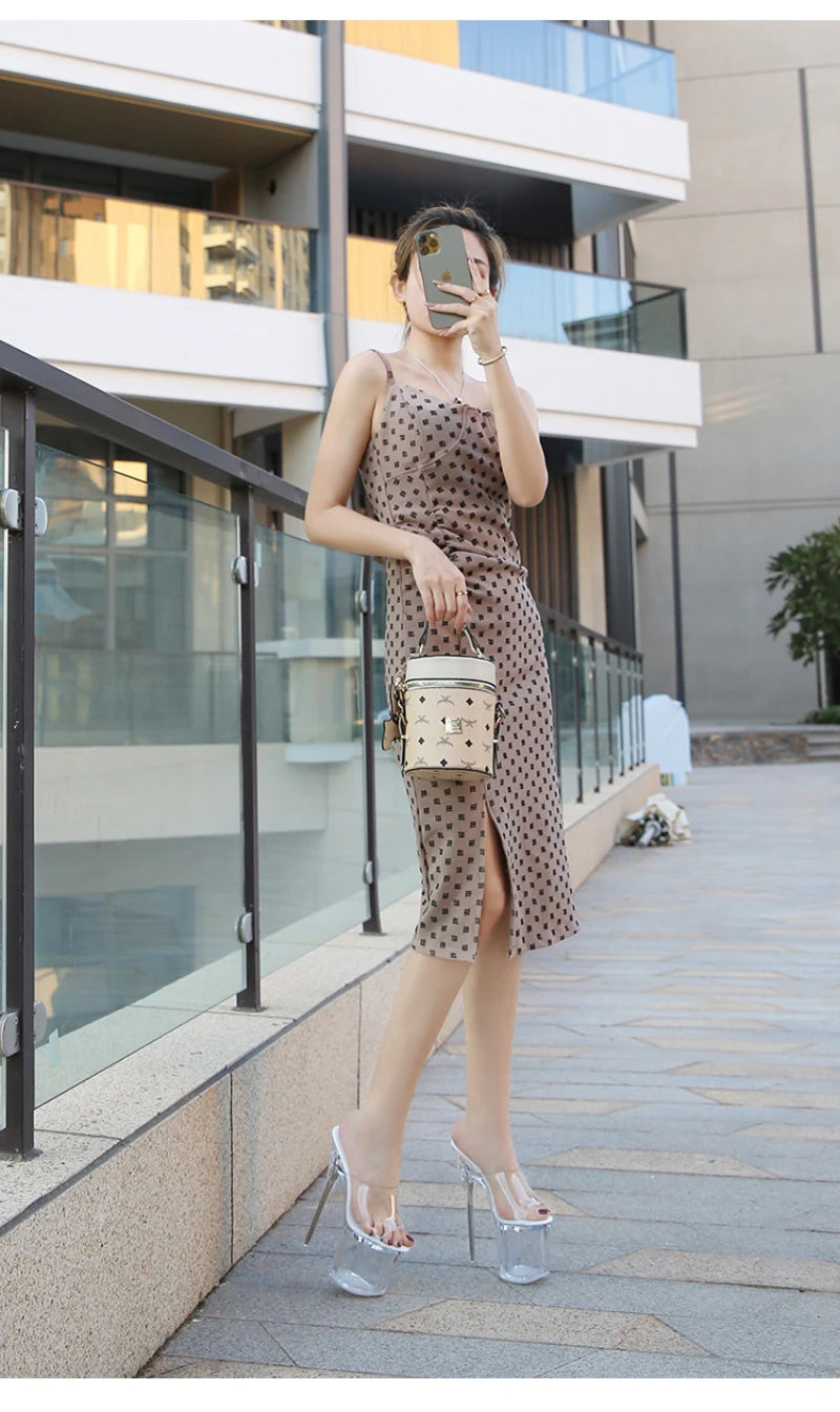 Fashion Crystal Car Model Nightclub Princess Extra Slim Heels Waterproof Platform Hatred Sky High Transparent Super High Sandals