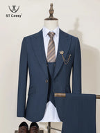 ST Cassy High-End Brand Formal Business Men's Suits Single Breasted Solid Color Slim Fit Suit Wedding Three-Piece