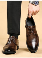 Men's Summer Breathable Leather Shoes Hollow out Comfortable Fashionable Business Formal Derby Shoes British Style-SJ2502-1