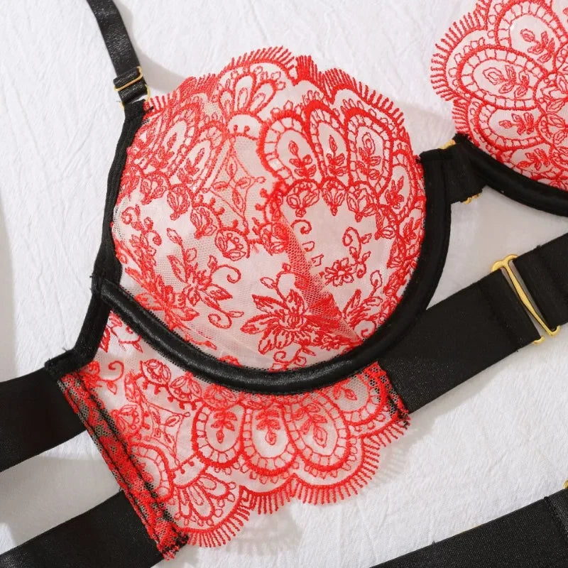 Tornova 2-piece Sexy Lingerie Set G-string Transparent Underwear Lolita Romantic Lingeries Set Sexy Bra Panties Sets Lingerie
