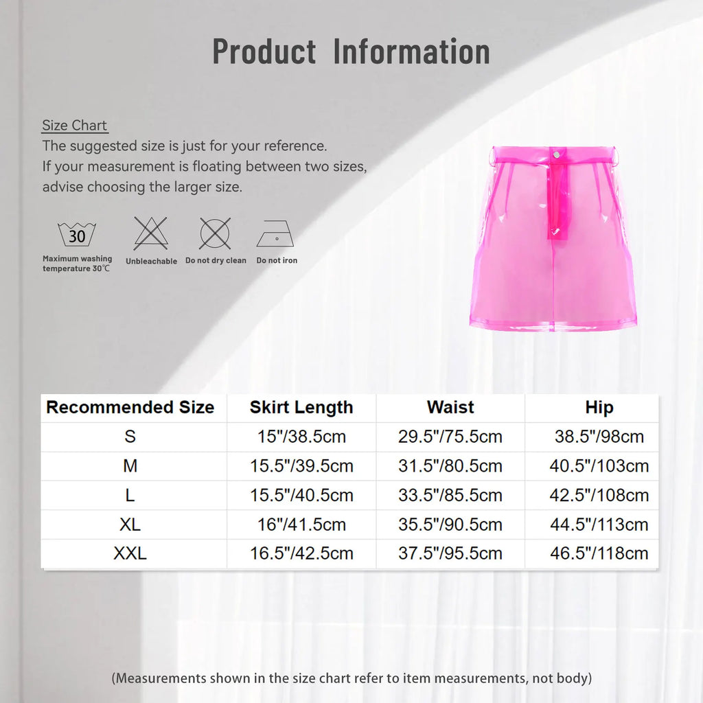 Transparent Pvc Disco Jazz Dance Bodycon Skirt for Women High Waist Pencil Miniskirt with Pockets See Through Cover Up Clubwear