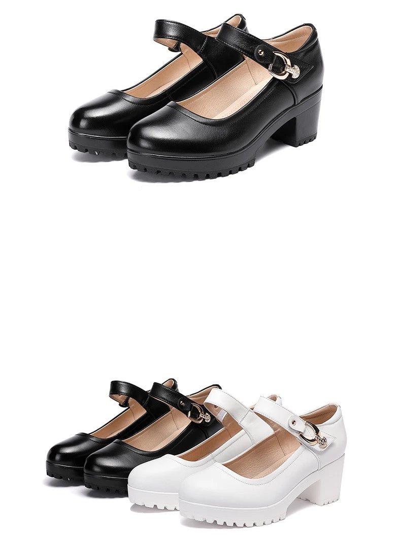 Small Big Size 32-43 Block Heel Platform Shoes 2026 Fall Spring Med Heels Pumps Ladies Wedding Work Shoes for Office