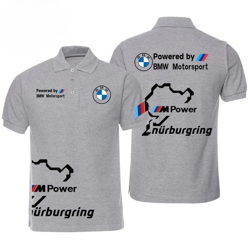 BMW Men's 2025 New Lapel Short Sleeve T-Shirt BMW Modified Car Culture Car Lovers Printed Men's and Women's Same Polo Shirt Top