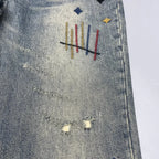 Trendy Edgy And Stylish Men's Jeans With Patchwork Embroidery And Prints Loose-fitting Straight Leg