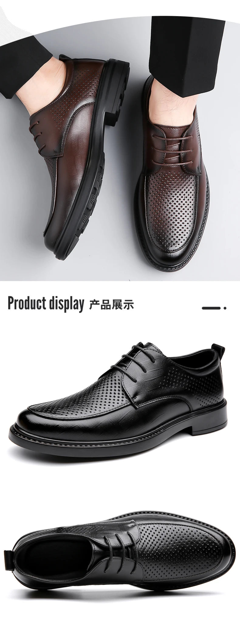 2026 Summer Hollow Out Breathable Deodorant Genuine Leather Business Dress Shoes British Style High-end Formal Shoes Hot Sale