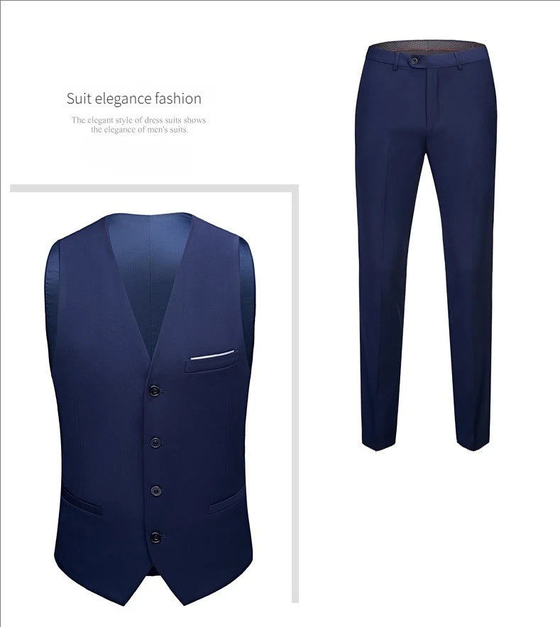 Men Suits For Wedding 3 Pieces 2 Set Elegant Slim Fit Jackets Pants Blazers Formal Outfit Fashion Business Classic 2026 Costume