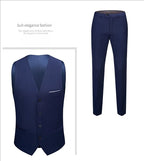 Men's 2 Piece Suit Set Solid Color Elegant Wedding Formal Business Dress Blazer Vest Pants Classic Tuxedo for Party Groomsmen