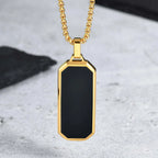 Stylish Men's Black Enamel Necklace,Stainless Steel Geometric Square Small Dogtags Necklace,Anniversary Birthday Father Gift