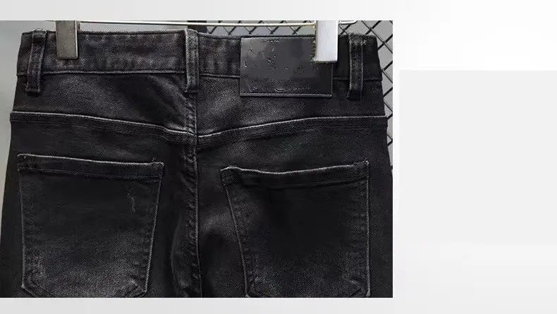 Hot-Stamped Rhinestone Men's Jeans, Trendy Brand, Stretchy Slim Fit, Embroidered and Printed Men's Trousers