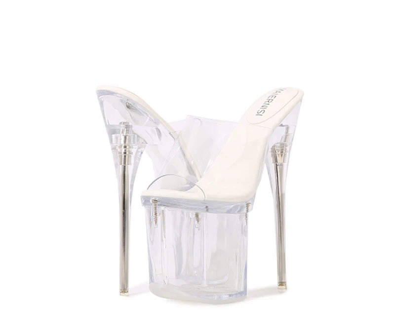 Fashion Crystal Car Model Nightclub Princess Extra Slim Heels Waterproof Platform Hatred Sky High Transparent Super High Sandals