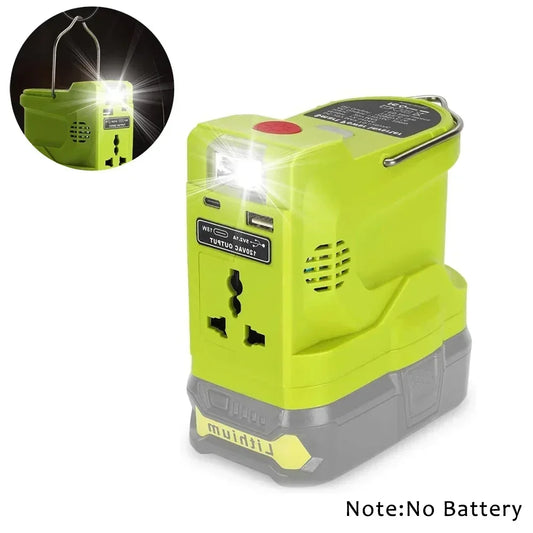 200W Portable Power Station Power Generator For Ryobi 18V Lithium Battery Portable Power Inverter With Dual USB 280LM LED Light