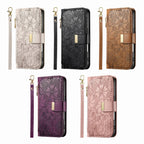 Compatible with iPhone 17/16e/15/14/13/12 Pro Max 16 Plus Lanyard Zipper Wallet Case Dual Card Holder Flip Stand Magnetic Buckle