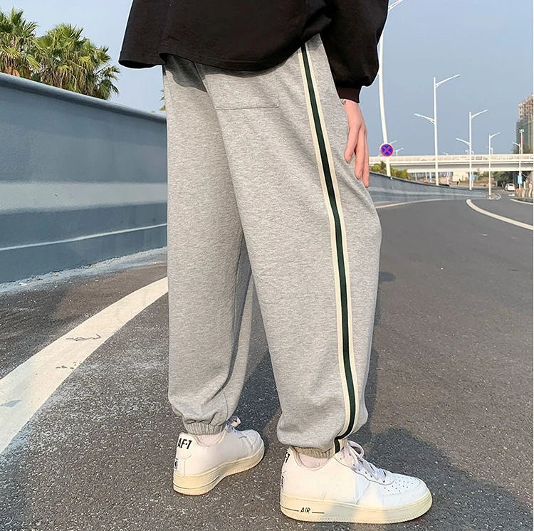 Trousers Hip-hop Wide Leg Sweatpants For Men Summer Stylish Training Cotton Loose Elastic Y2k Casual Baggy Male Sweat Pants L