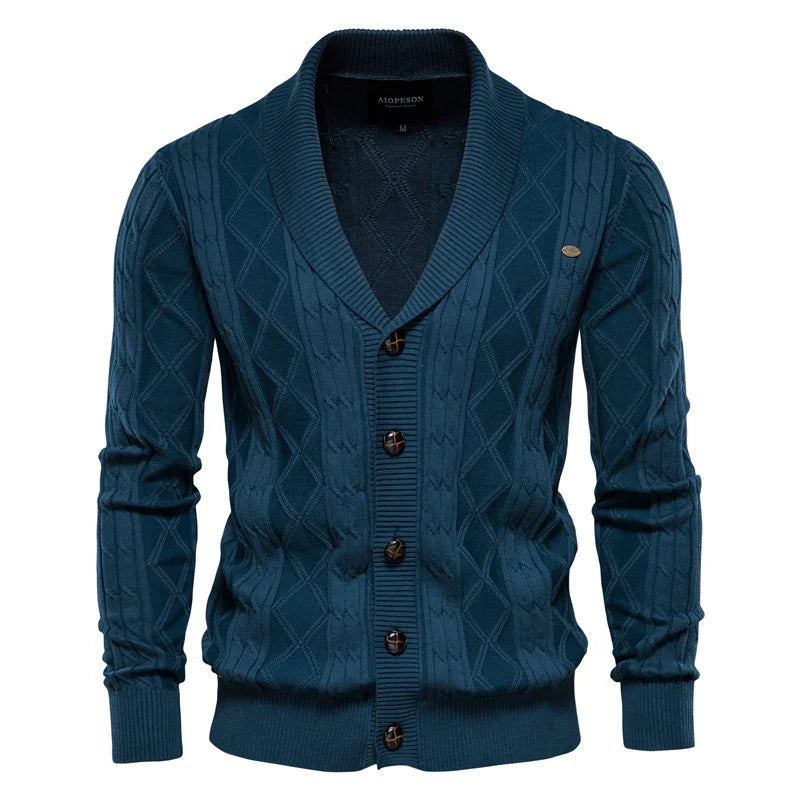 Men Cardigan Casual V-Neck Long Sleeve Sweater Men Coat