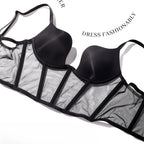 Women Push Up Bra Sets Transparent Lingerie Sexy Shaper Bra Beauty Back Comfortable Underwear Adult's Fishbone Gauze Bralette