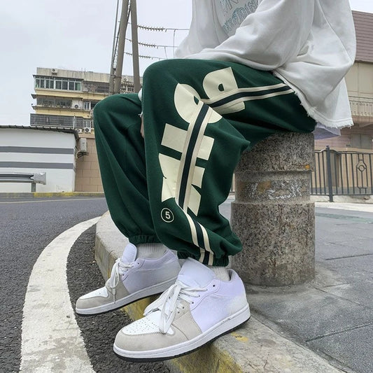 Trousers Hip-hop Wide Leg Sweatpants For Men Summer Stylish Training Cotton Loose Elastic Y2k Casual Baggy Male Sweat Pants L