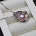White Natural Fresh water Pearl Pendant Women,Cute Original 925 Silver Pearl Pendant Mother Wife Birthday Gift Black