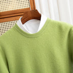 Autumn And Winter 100% Pure Wool Men's Round Neck Thick Solid Color Sweater Business Casual Knitting Bottoming Shirt