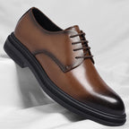 Mens Black Leather Shoes Autumn British Style Formal Business Footwear Low Top Commute Style Dress Shoes For Suits