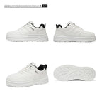 2026 Summer Men's White Platform Sneakers Leather Casual Shoes Thick Sole Streetwear Trendy Footwear