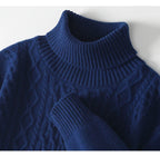 Fall/Winter 100% Wool Men's Turtleneck Thicken Sweater Jacquard Solid Cashmere Knitted Bottom Shirt