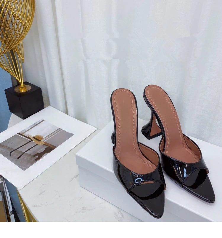 Europe and The United States 2023 Summer New Fish Mouth Shallow Mouth Half Slippers High Heels Women