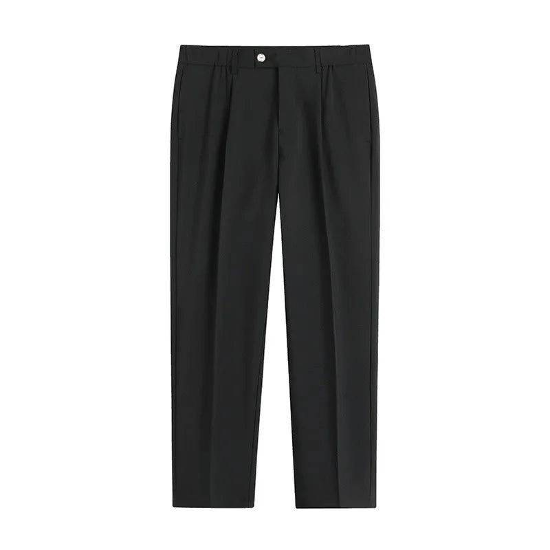 KIDWHXR Men 2-piece Outfit Loose Single-breasted Blazer Male Straight-leg Pant Man Korean Simple Solid Business Casual Suit Set