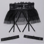 Toucheart 4 Piece Set Sexy Lingerie Set Lace Perspective Bra Women Mesh Patchwork Ruffled Skirt Garter Socks Sexy Underwear Suit