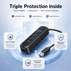 USB 3.0 Hub 4 Ports 5M Extension Cable Multi Port USB Hub Adapter High Speed Data Transfer for Laptop PC Computer Notebook
