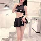 NEWJOINFUN Korean Japan Girls Style Fashion Pleated Mini Skirts XL High Waist Black White A Line Short Skirt for Women Christmas