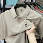 100% pure cotton summer new men's short sleeved polo shirt design high-end brand penguin embroidery business comfortable T-shirt