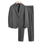 KIDWHXR Men 2-piece Outfit Loose Single-breasted Blazer Male Straight-leg Pant Man Korean Simple Solid Business Casual Suit Set
