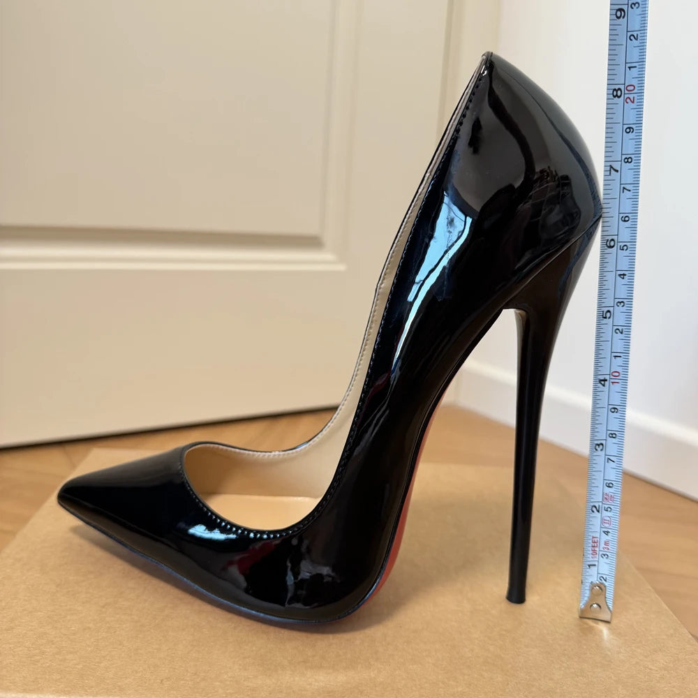 Customize 16CM Extreme High Heels Black Patent Pointed toe Unisex Design Man Slip on Show Pumps Pole Dancing Crossdress Shoes
