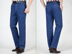 2023 Business Pure Cotton Spring and Summer Thin Men's Jeans Men's Stretch High Waist Loose Fashionable Comfortable Casual Pants