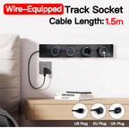 Wall Mounted Power Track Socket US EU UK Plug Adapter 40/50cm Office Electrical Outlet Wall socket USB Type C Grey Black