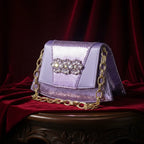 New Elegant 2026 Lilac Peep Toe Women Heels with Diamond Accents - Italian Design Matching Pumps and Bag Set for Parties