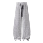 Men's Mesh Jogger Pants Wide Leg Drawstring Elastic Waist Baggy Curved Sweatpants Athletic  Relaxed Fit Casual Lantern Pants