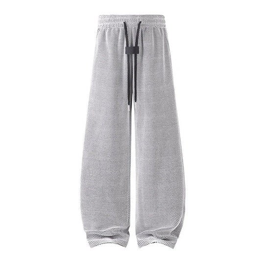 Men's Mesh Jogger Pants Wide Leg Drawstring Elastic Waist Baggy Curved Sweatpants Athletic  Relaxed Fit Casual Lantern Pants
