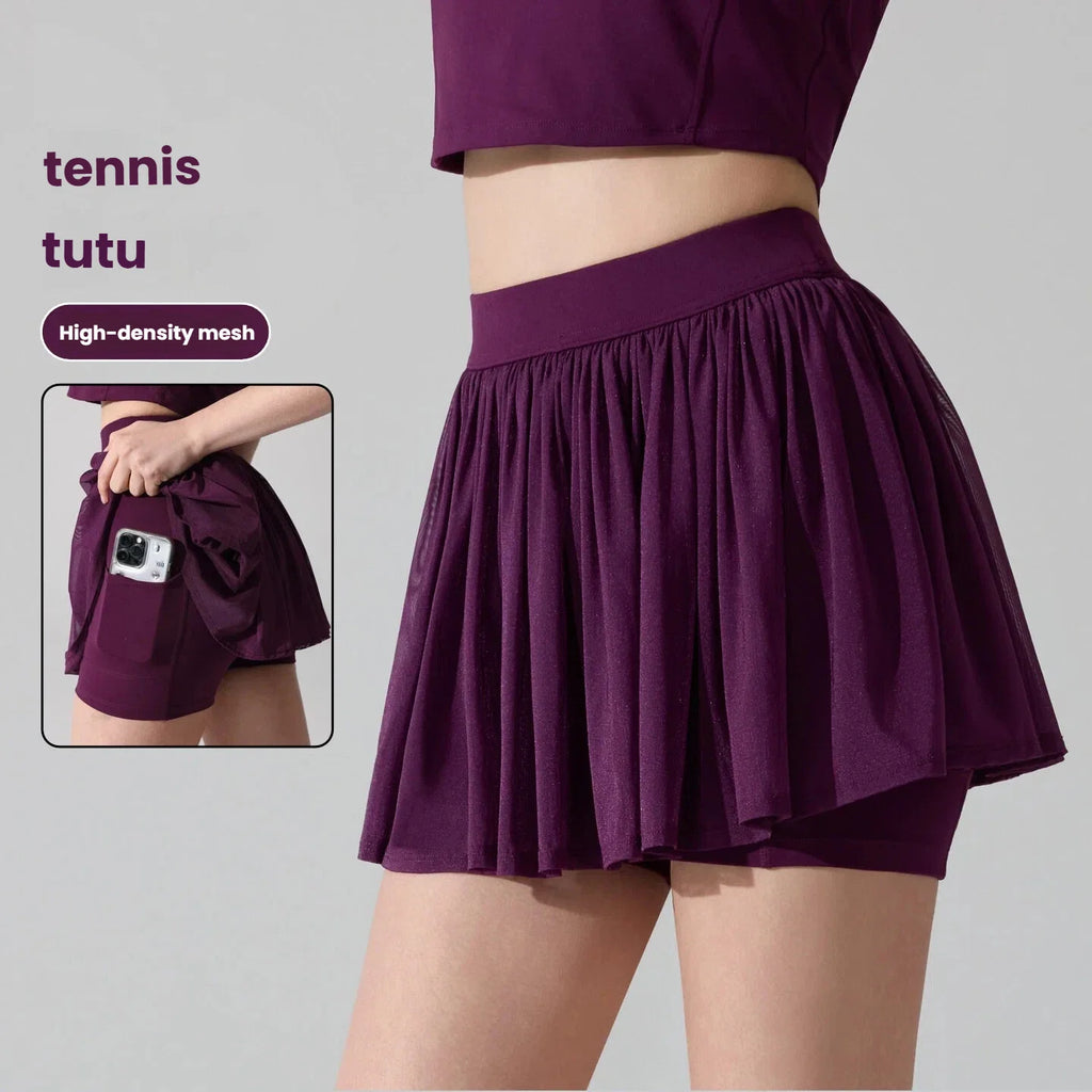Fashion Mesh Pleated Sports Skirt Anti-Peek Short Skirt Running Fitness Badminton Tennis Skirt Sexy Clothes For Women