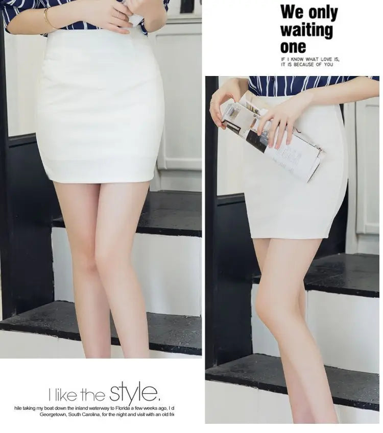 Ladies Casual Simplicity Elegant Trend New Style Summer High Waisted Hip Hugging Skirt Black Short Skirt Fashion Trend