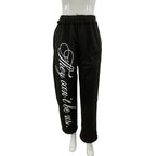 Men's Black Gothic Letter Print Wide Leg Sweatpants Y2K Streetwear Casual Trousers S-XL Summer New