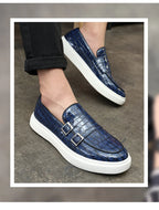 New Black Sneakers Men Vulcanize Shoes Yellow Crocodile Pattern Slip-On Size 38-46 Zapatos De Hombre Men Shoes