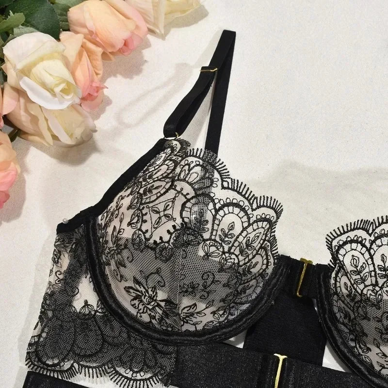 Tornova 2-piece Sexy Lingerie Set G-string Transparent Underwear Lolita Romantic Lingeries Set Sexy Bra Panties Sets Lingerie