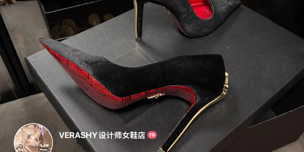 Red Bottom Metal Wand Sexy Sword Pointed Toe Thin Heel Evening Single High Heel Printed Bottom Comfortable Wear Ultra High Heels