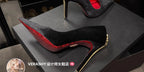 Red Bottom Metal Wand Sexy Sword Pointed Toe Thin Heel Evening Single High Heel Printed Bottom Comfortable Wear Ultra High Heels