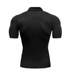 Plain Compression Tight Milk Silk Shirts Summer Quick Dry Short Sleeve Polo Shirts Gym Fitness Trainning Bodybuilding Clothing