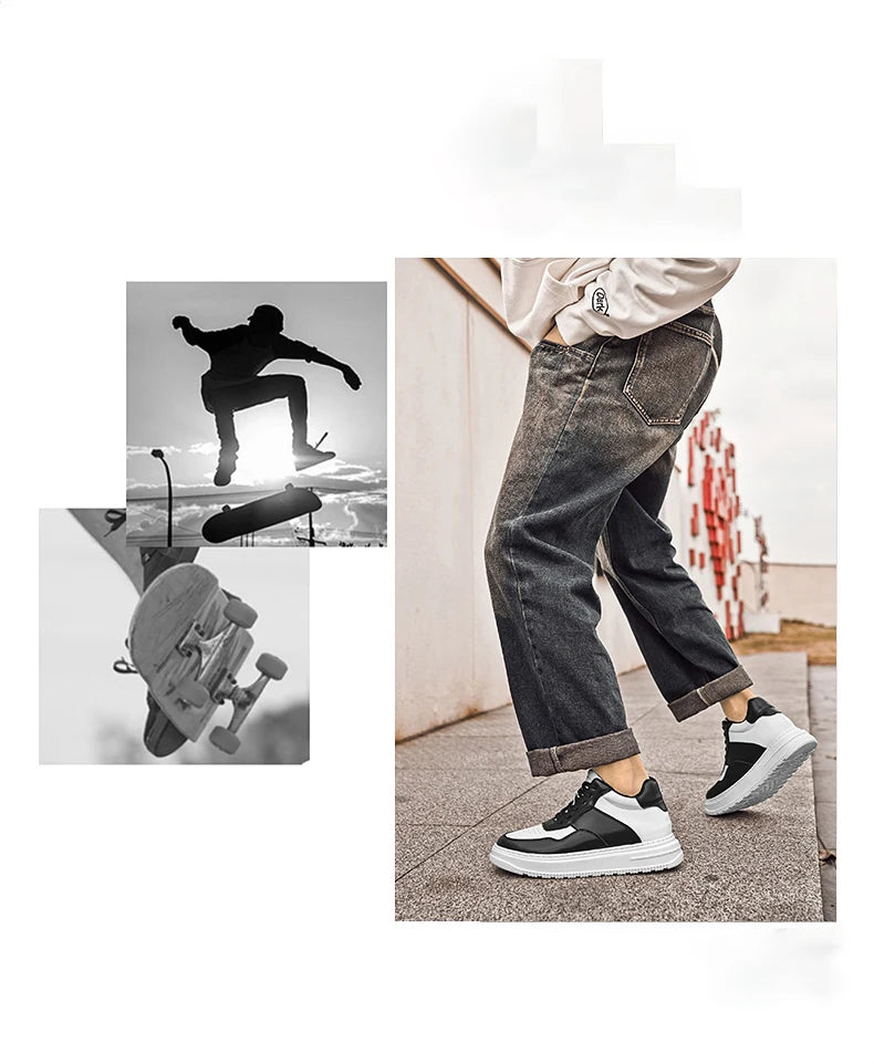 Men Genuine Leather Height Increasing Elevator Shoes Men non-slip BreathableElevator shoes Man Sneakers Comfortable Casual Shoes